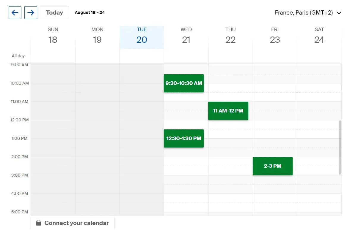 A screenshot from Doodle.com showing the app’s scheduling interface